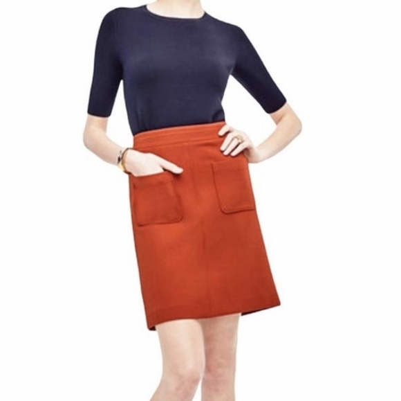 Ann Taylor Dresses & Skirts - Ann Taylor Burnt Orange / Rust Skirt Front Pockets